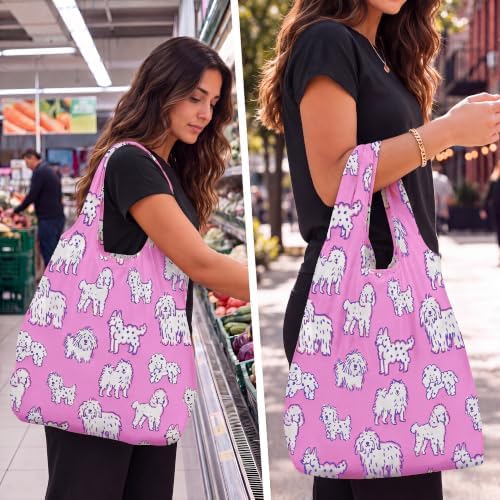 Stelle Lightweight Reusable Grocery Bag with Handles Ripstop Nylon Foldable Tote Shopping Bags for Travel and Groceries