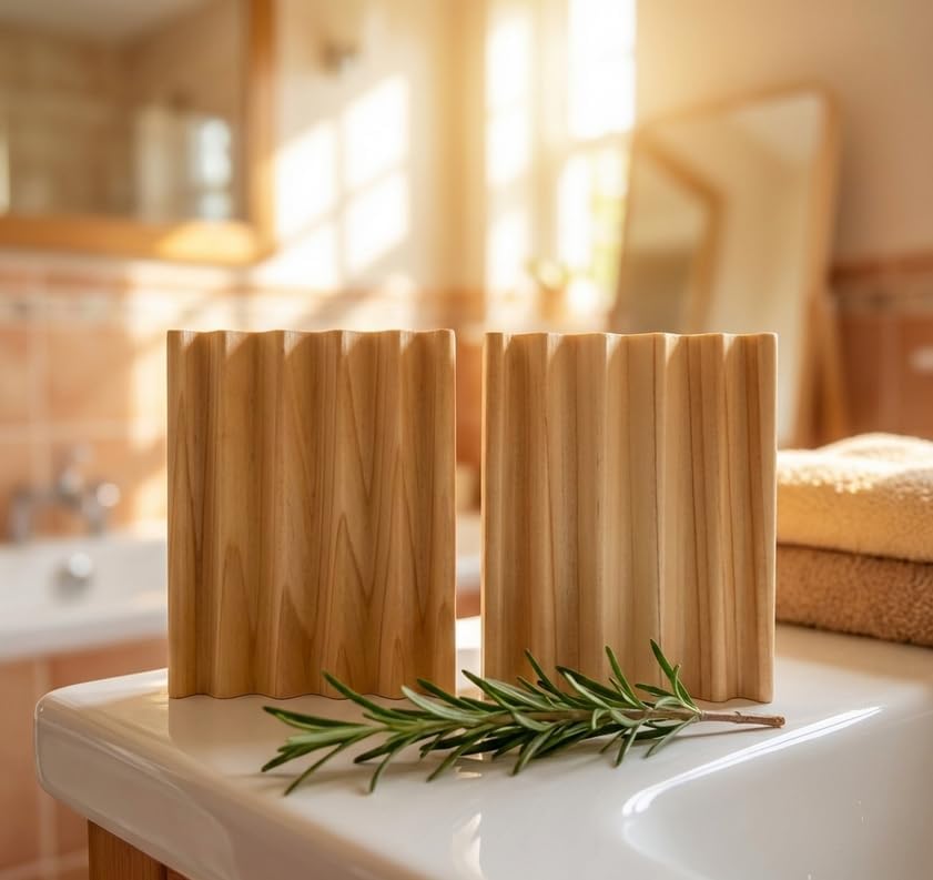 Wooden Soap Dish, Natural Soap Saver Tray with Drainage. 2 Pack - USA Made