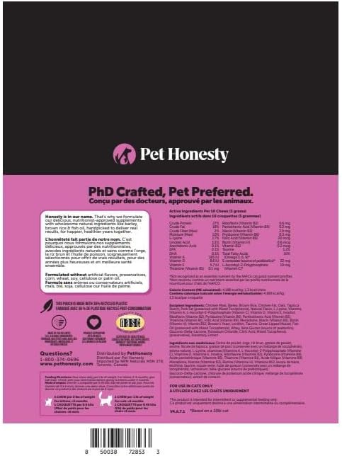 Cat Multivitamin Crunchy & Creamy Chews - Cat Treats for Health + Immune, Joint Support, Skin & Coat, & Digestion - Vitamins with Omega 3s, Lysine & Probiotics (30 Day Supply)
