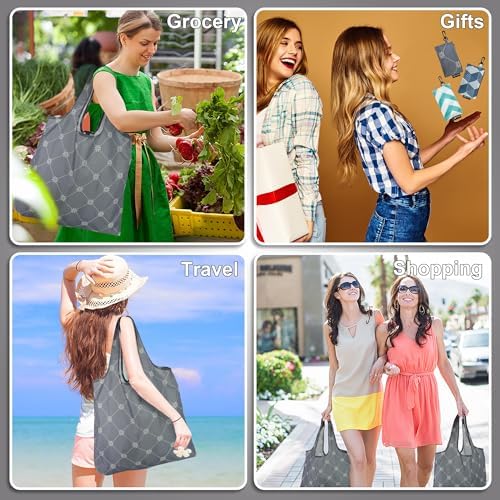 HOLYLUCK Reusable Grocery Bags,Heavy Duty Foldable Shopping Tote Bag (Standard, Grey square)