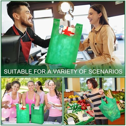 Windyun Large Grocery T-shirt Bags Bulk Reusable Non Woven Shopping Bag Foldable Gift Tote with Handle, 20.5x11x5.5 Inch