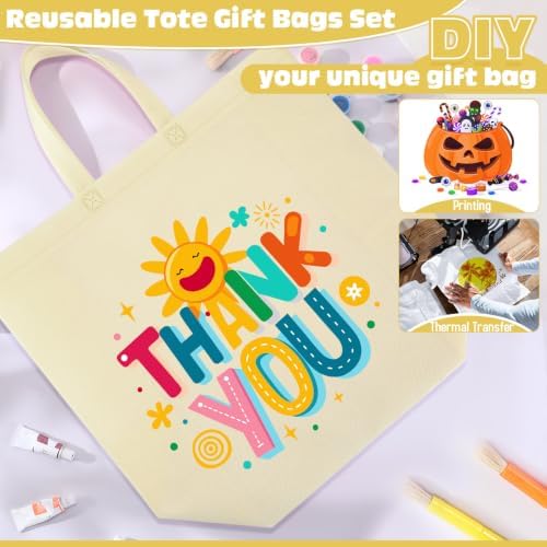 Windyun Reusable Grocery Bags Large Non Woven Shopping Bags with Handles Foldable Portable Tote, 16x6x12 Inch