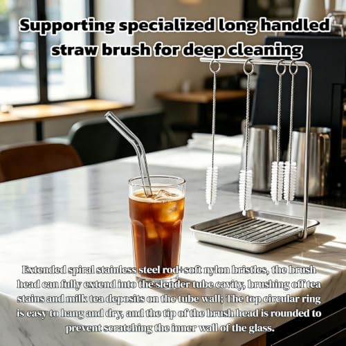 8 Pack Reusable Bent Glass Straws, 8 Inch Food Grade Heat Resistant, BPA FreeLead-Free Multicolor Glass Straws for Smoothie Milkshake Juice Cocktail Tea Hot Drinks, with 2 Cleaning Brushes