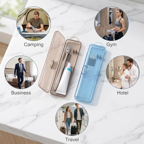 SynHHergyx 2 Pack Travel Toothbrush Holder Tooth Brush Case