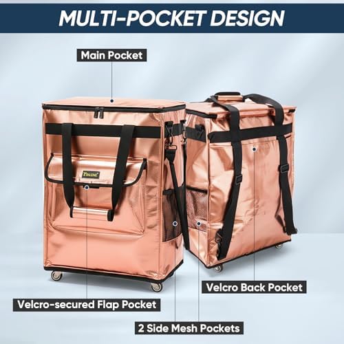 BALEINE Reusable Grocery Bag on Wheels, Foldable Rolling Tote Bag
