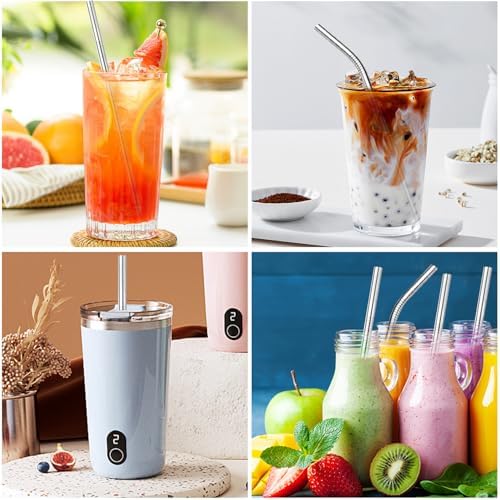 VEHHE 4 Pack 12.5-inchs Long Reusable Straws, Stainless Steel Straws