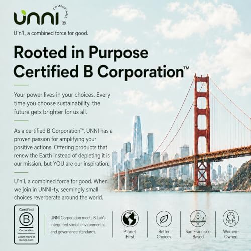 UNNI 2.6 Gallon Compostable Bags with Easy-Tie Handles, 10 Liter, 200 Count