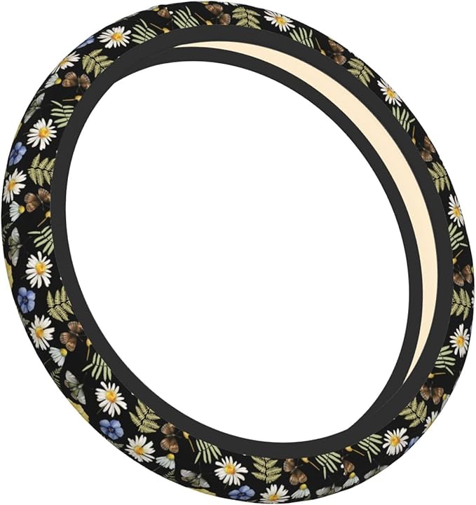 Wildflower Steering Wheel Cover for Men Women Universal Car Accessories 15 Inch Neoprene Auto Interior Decor