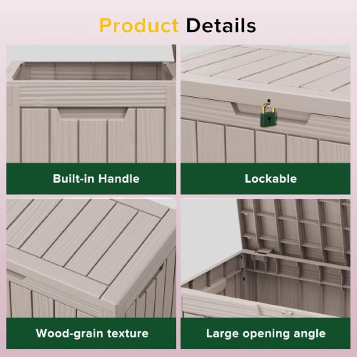 TARKARI 45 Gallon Lockable Resin Deck Box, Waterproof & UV-Resistant Outdoor Storage Box for Outdoor Cushion Storage, Garden Tools & Pool Accessories Storage, Gray