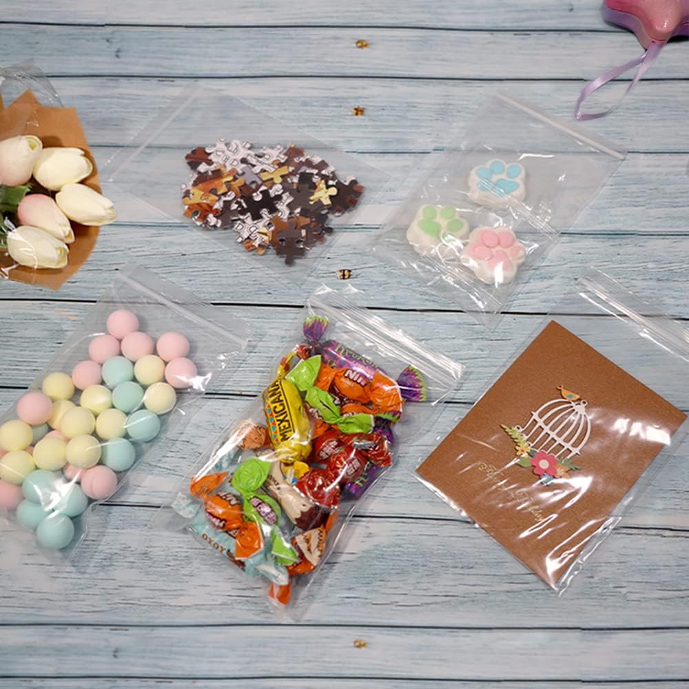 iMailer - 500 Count - 5" x 7" Small Zip Bags - Clear Reclosable Zip Plastic Poly Bags 2 Mil with Lock Seal Zipper for A2 A4 A6 Cards & Envelopes, Bakery, Cookies, Treats