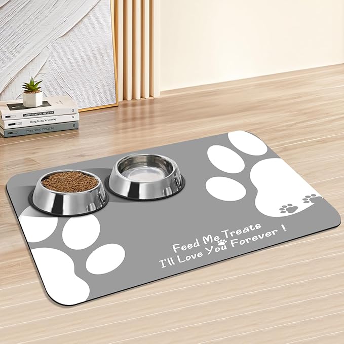 Pet Feeding Mat - Absorbent Dog Food Mat for Floors Waterproof,Dog Cat Placemat Mat for Food and Water Bowls - No Stains No Sliding Quick Dry Water Eating Dish Mat