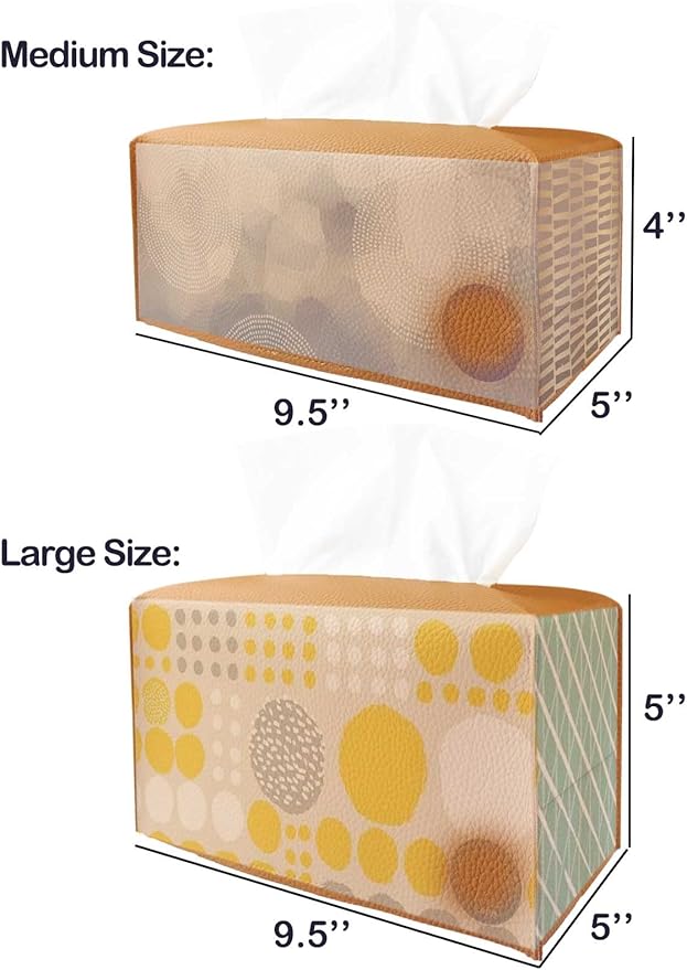 Gold Tissue Box Cover Rectangular – Plus Size Leather Tissue Box Holer with Bottom Belt Modern PU Leather Long Rectangle Tissue Holder for Bathroom/Home/Office Decor
