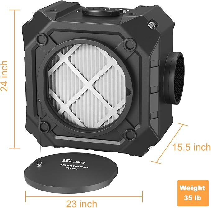 M-T Air Scrubber with 3 Stage Filtration, Stackable Negative Air Machine
