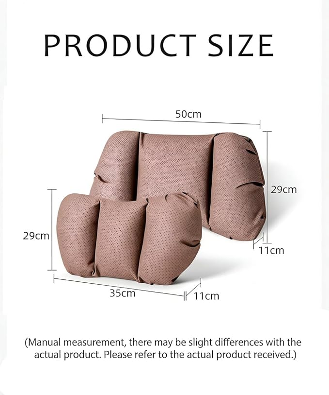 Car Neck Pillow & Lumbar Support for Suzuki Ertiga / XL7 2019-2026 Ergonomic Breathable Mesh Auto Seat Back Cushion Headrest,Brown-Lumbar Support