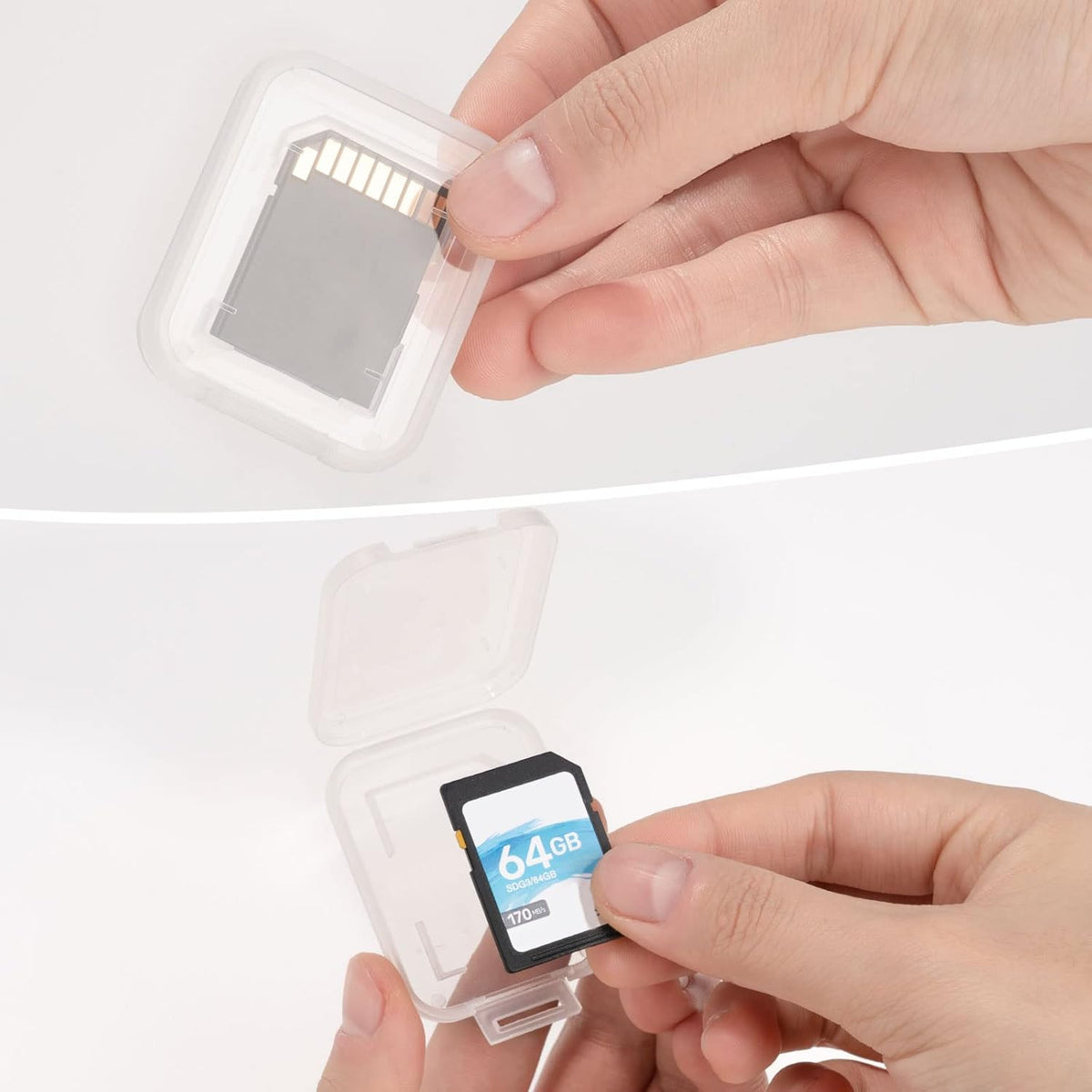 Transparent Standard SD SDHC Memory Card Case Holder Box Storage Boxes (Pack of 10)