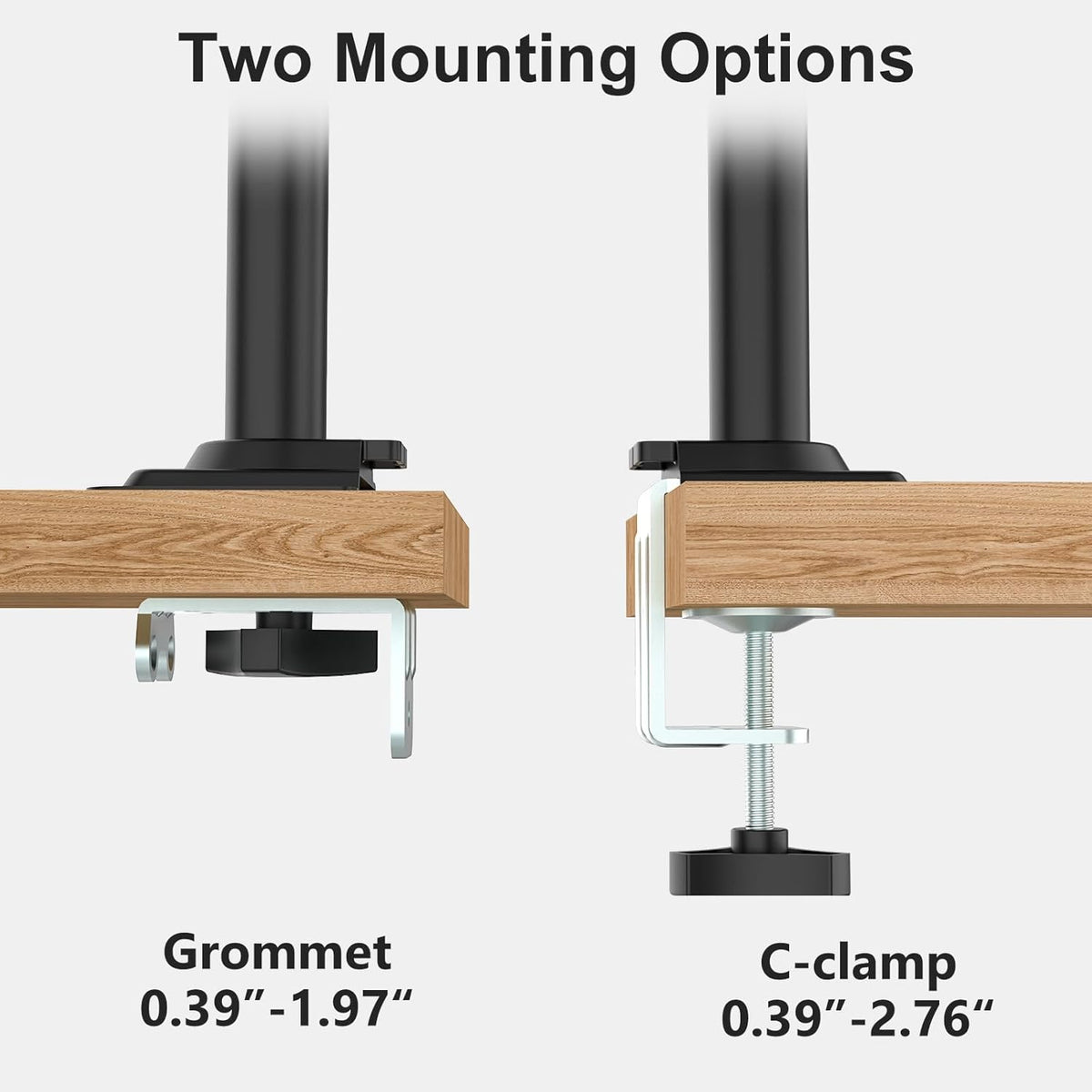 WALI Dual Monitor Mount, 13-32 Inch Adjustable Spring Dual Monitor Arm for Desk Holds Max 19.8 lbs Screens, Swivel Vesa Bracket with C Clamp, Grommet Mounting, Monitor Arms for 2 Monitors (GSDM002)