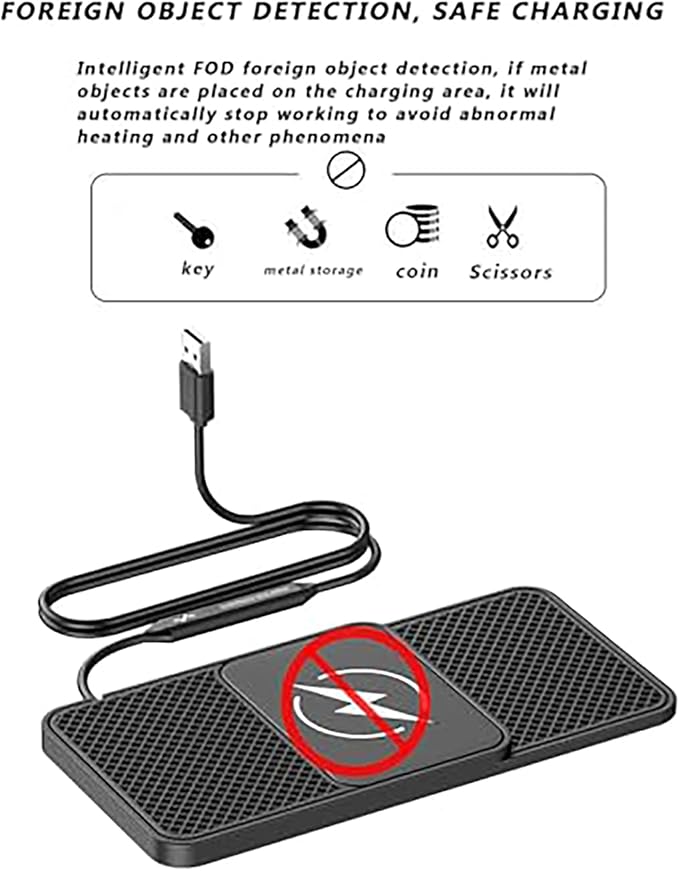 Wireless Car Charger Pad for VW Passat CC 2010-2018,20W Fast Wireless Phone Charger Cell Phone Cordless Charging mat,Non-Slip Phone Charging,30cm Cable USB