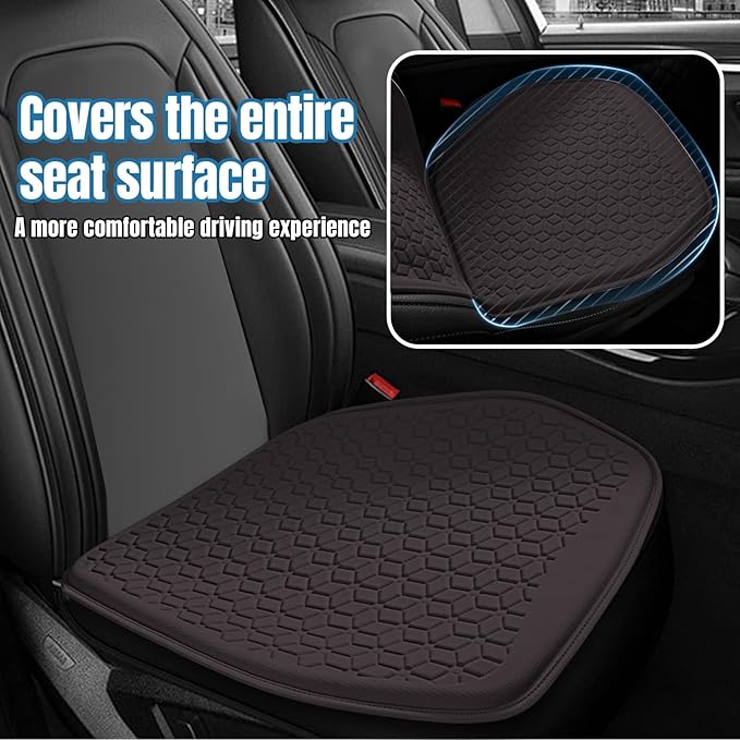 wuyaoyao Thin Gel Car Seat Cushion, Breathable Cooling Seat Cushions for Cars, Non-Slip & Comfortable Automotive Front Seats Cushion Pad for Driver, Chair Protector for Vehicle, Home, Office (Coffee)