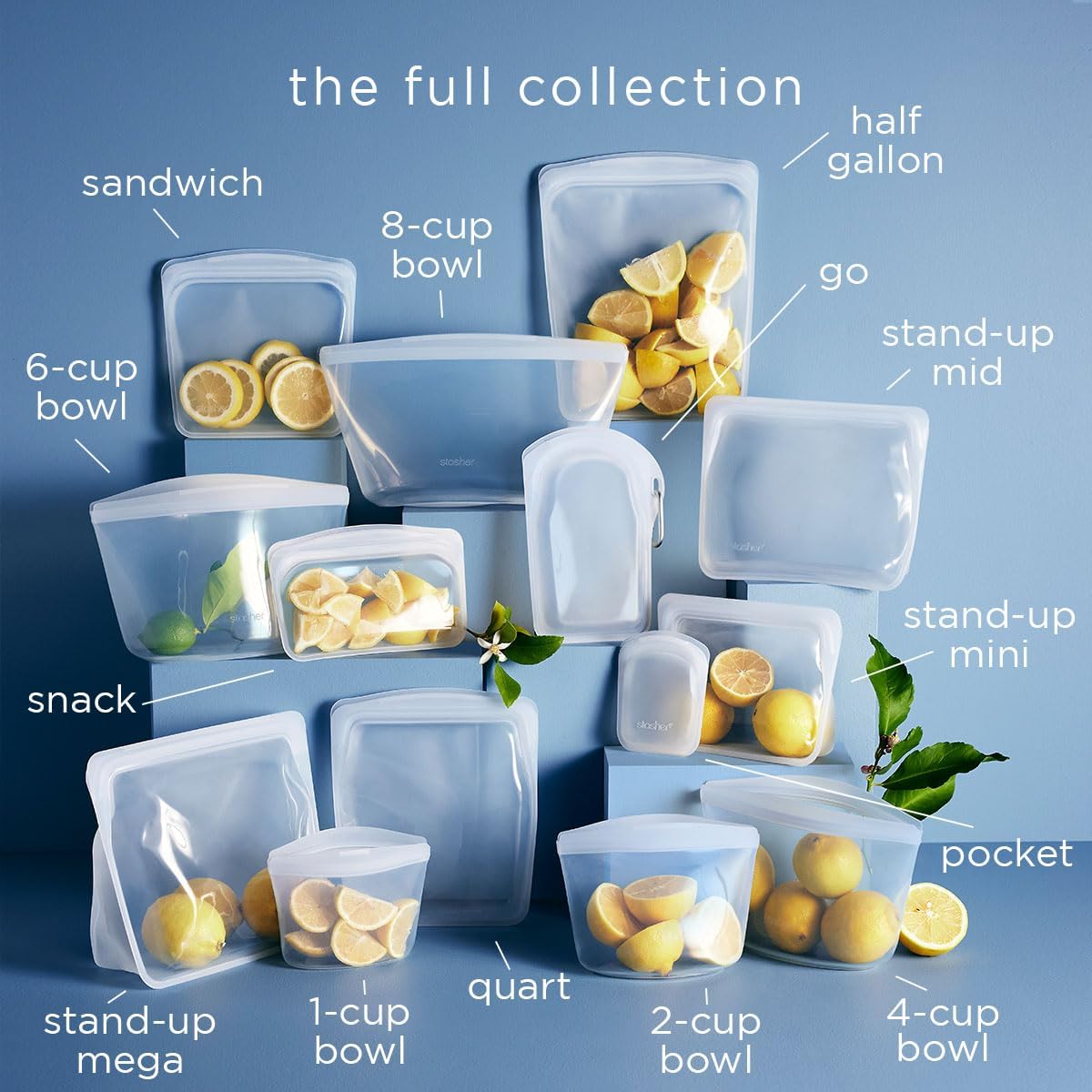 Stasher Premium Silicone Reusable Food Storage Bags, 3-Pack, Artivism, Multi-Use Food Storage Bags, Lunch Bag, Travel Containers, BPA Free, Leak-free, Dishwasher-Safe, Eco-friendly
