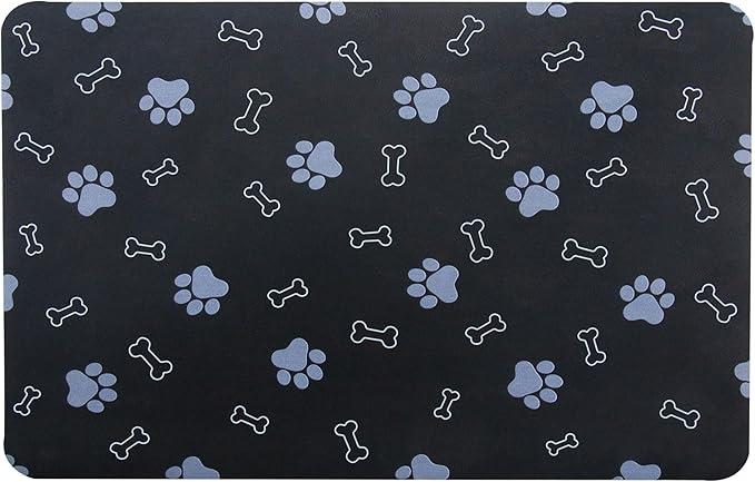 Pet Cat Dog Food Mat Non Slip Mat for Dog Water Bowl Mat Quick Dry Absorbent Cat Feeding Mat, 24 * 16.9 in, Black