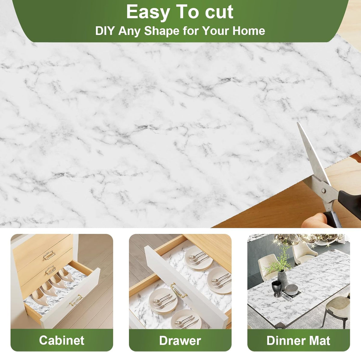 Moriah Shelf Liner for Kitchen Cabinet Non-Adhesive, Thickened Drawer Liner No Slip for Dresser Waterproof Cabinet Paper Liner for Bathroom Shelves Protects Surfaces(Marble,12'' x 30')