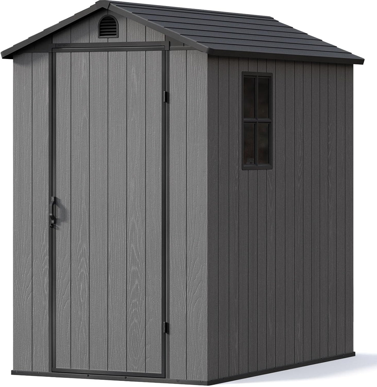 Patiowell 4' x 6' Outdoor Storage Shed with Floor, Plastic Shed Outside Resin Tool Shed with Window and Lockable Door for Backyard Garden Patio Lawn, Dark Grey (Fit-it Shed)