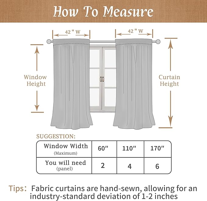 LAMIT 100% Blackout Short Linen Curtains