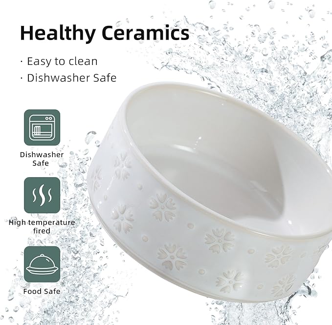 Ceramic 5.1inch Raised Double Bowls Set