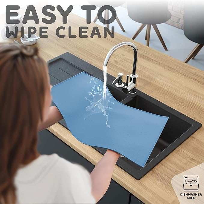 Dog Food Mat - 24x15 Raised Edges Dogs Mat for Food and Water Prevent Spill, Waterproof Cat Food Mats Protect Floors, Easy Clean Dog Bowl Mats for Food and Water, Silicone Pet Feeding Placemats