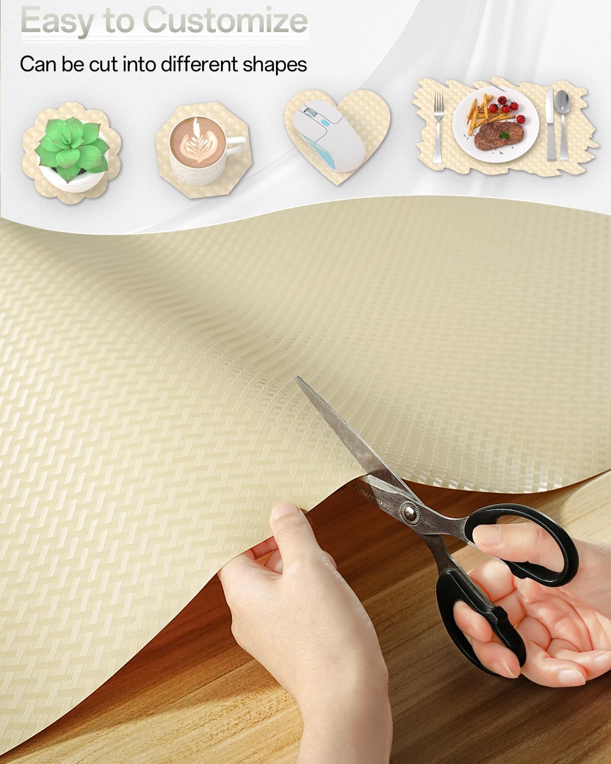 Shelf and Drawer Liner for Kitchen Cabinet, Non-Adhesive 12in x 360in Waterproof Contact Paper Refrigerator Liners Thickened Durable EVA Material Non Slip Mat for Dresser Cupboard Pantry Protector