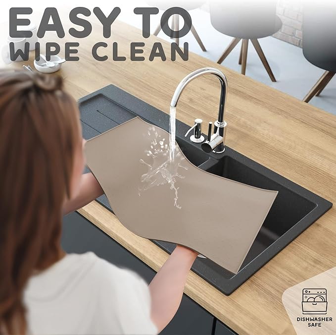 Dog Food Mat - 24x15 Raised Edges Dogs Mat for Food and Water Prevent Spill, Waterproof Cat Food Mats Protect Floors, Easy Clean Dog Bowl Mats for Food and Water, Silicone Pet Feeding Placemats