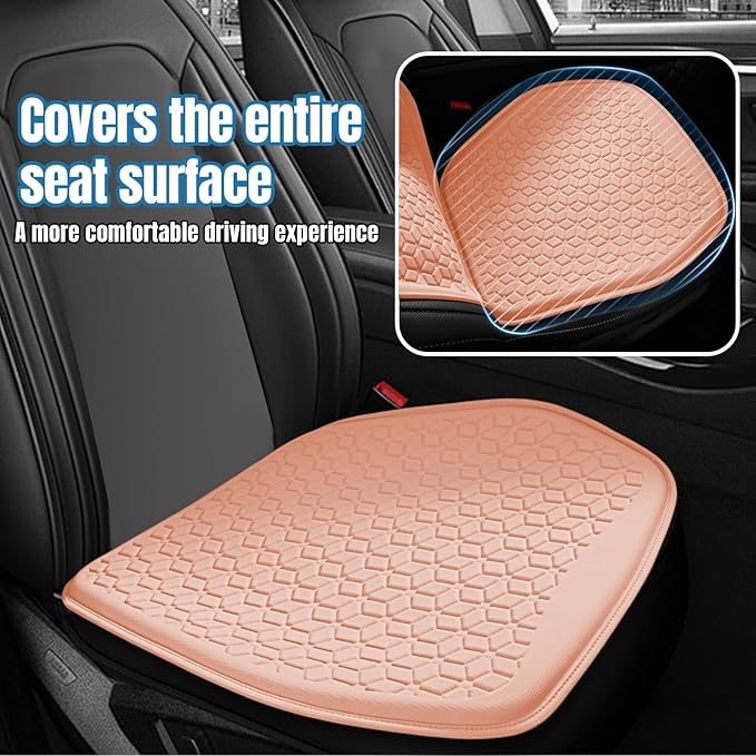wuyaoyao Thin Gel Car Seat Cushion, Breathable Cooling Seat Cushions for Cars, Non-Slip & Comfortable Automotive Front Seats Cushion Pad for Driver, Chair Protector for Vehicle, Home, Office (Pink)