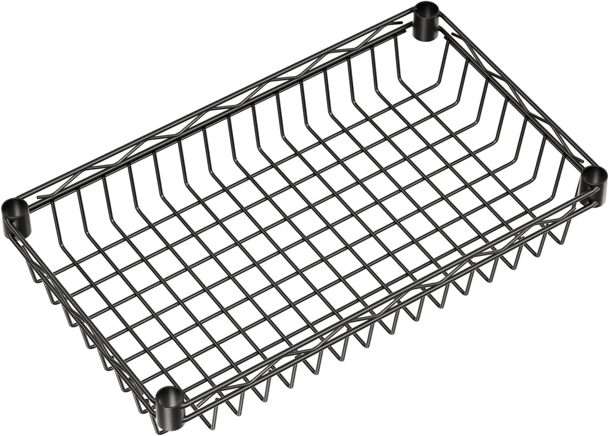 4 Tier Shelf Wire Shelving Unit Adjustable Storage Shelves Big Basket Rack Standing Units for Kitchen Closet Laundry Bathroom Organizers Metal Pantry Mesh 10" D x 16" W x 55" H Black