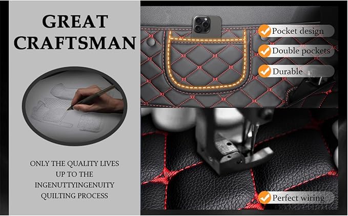 Yaruicar Custom Personalized Floor Mats for Cars Luxury Full Coverage All Car Floor Mats Anti-Slip Leather Car Mat Set Trucks & SUVs Trucks Automotive Floor Mats Liners (Wine Red)