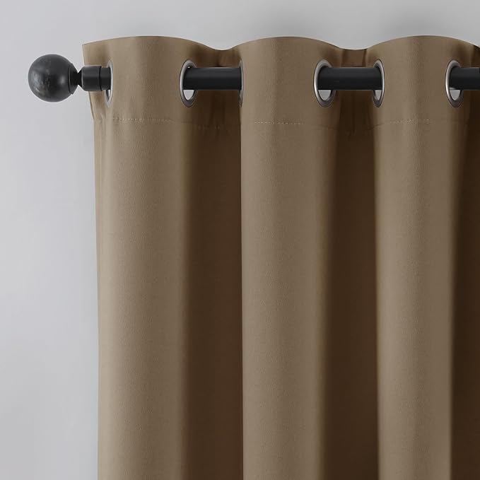 Beauoop 100% Blackout Curtains 63 Inch Long 2 Panels