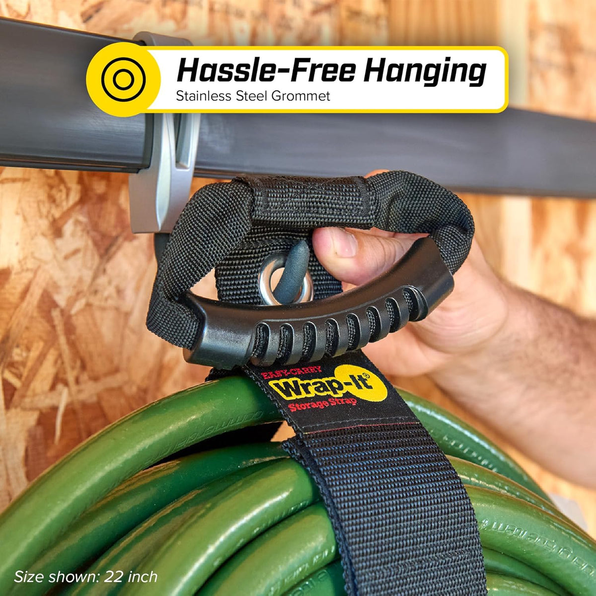 Easy-Carry Wrap-It Storage Straps - 22” (2-Pack) Blaze Orange with Grommet - Extension Cord Storage Holders and Carrying Straps for Garden Hose Storage