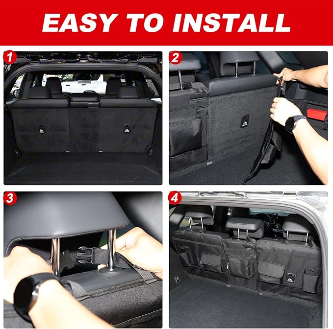 Back Seat Trunk Organizer Hanging Compatible with Lexus RX 2023-2026 RX350/RX450/RX500 Collapsible Car Storage Bag with Pockets Accessories