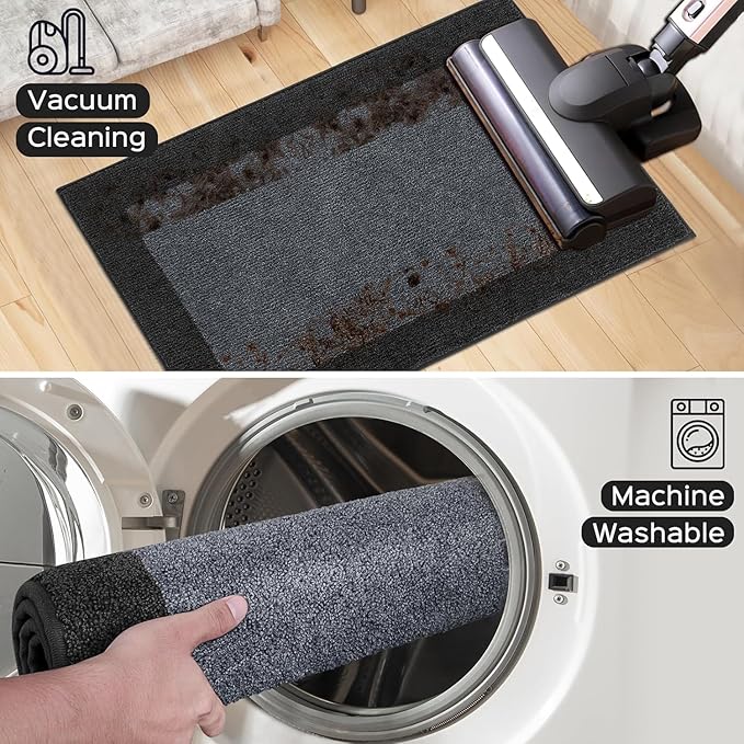 DOMUSTEX Machine Washable Kitchen Rug 32" x 84", Non Slip Kitchen Mat for Floor, Absorbent Entrance Runner Rug for Bedroom, Hallway, Bathroom, Door (Roll Packing)