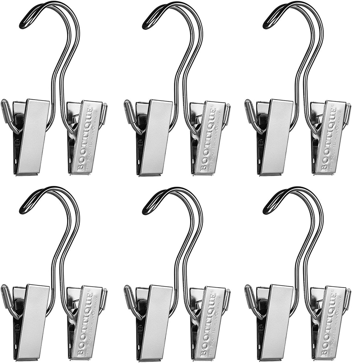 Boottique Boot Organizer: The Boot Rack - Fits in Most Closets- Hangs, Holds, Shapes, & Protects every size and style of Boots (Boot Rack with 6 Silver Gripz Hangers)
