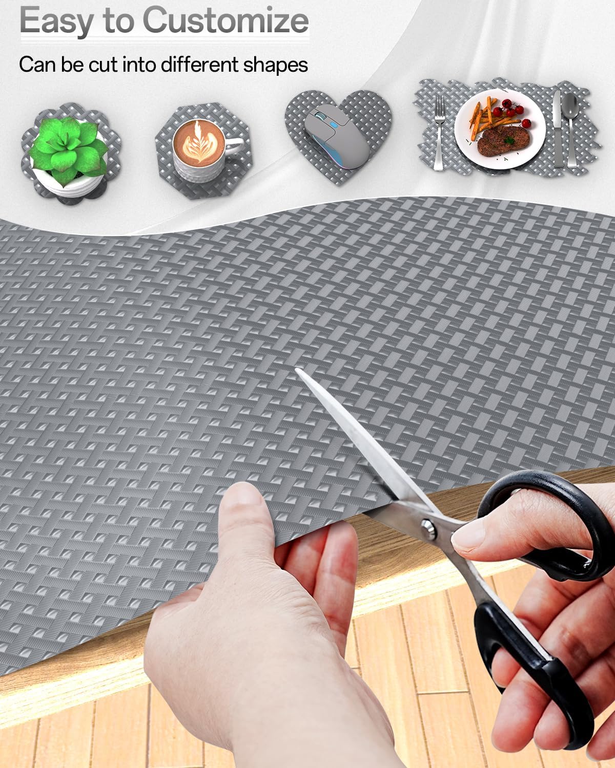 Shelf and Drawer Liner for Kitchen Cabinet, Non-Adhesive 18in x 120in Waterproof Contact Paper Refrigerator Liners Thickened Durable EVA Material Non Slip Mat for Dresser Cupboard Pantry Protector