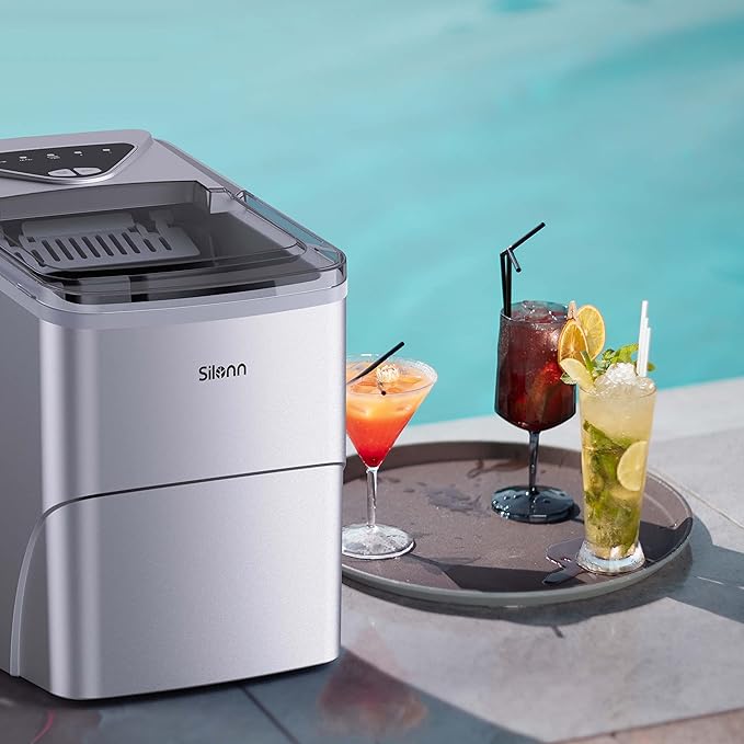 Silonn Ice Makers Countertop, 9 Cubes Ready in 6 Mins, Self-Cleaning Ice Machine