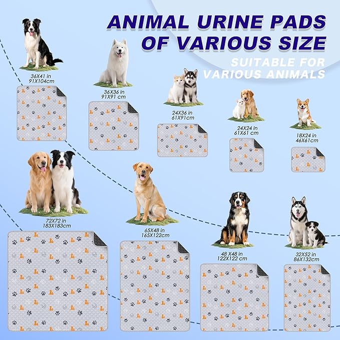 WanpeeGoo Washable Pee Pads for Dogs, 2 Pack Absorbent Reusable Training Dog Pads Pet Puppy Pads, Non-Slip Potty Pads for Whelping, Playpen, Crate, Bed, Orange, 24"x36"