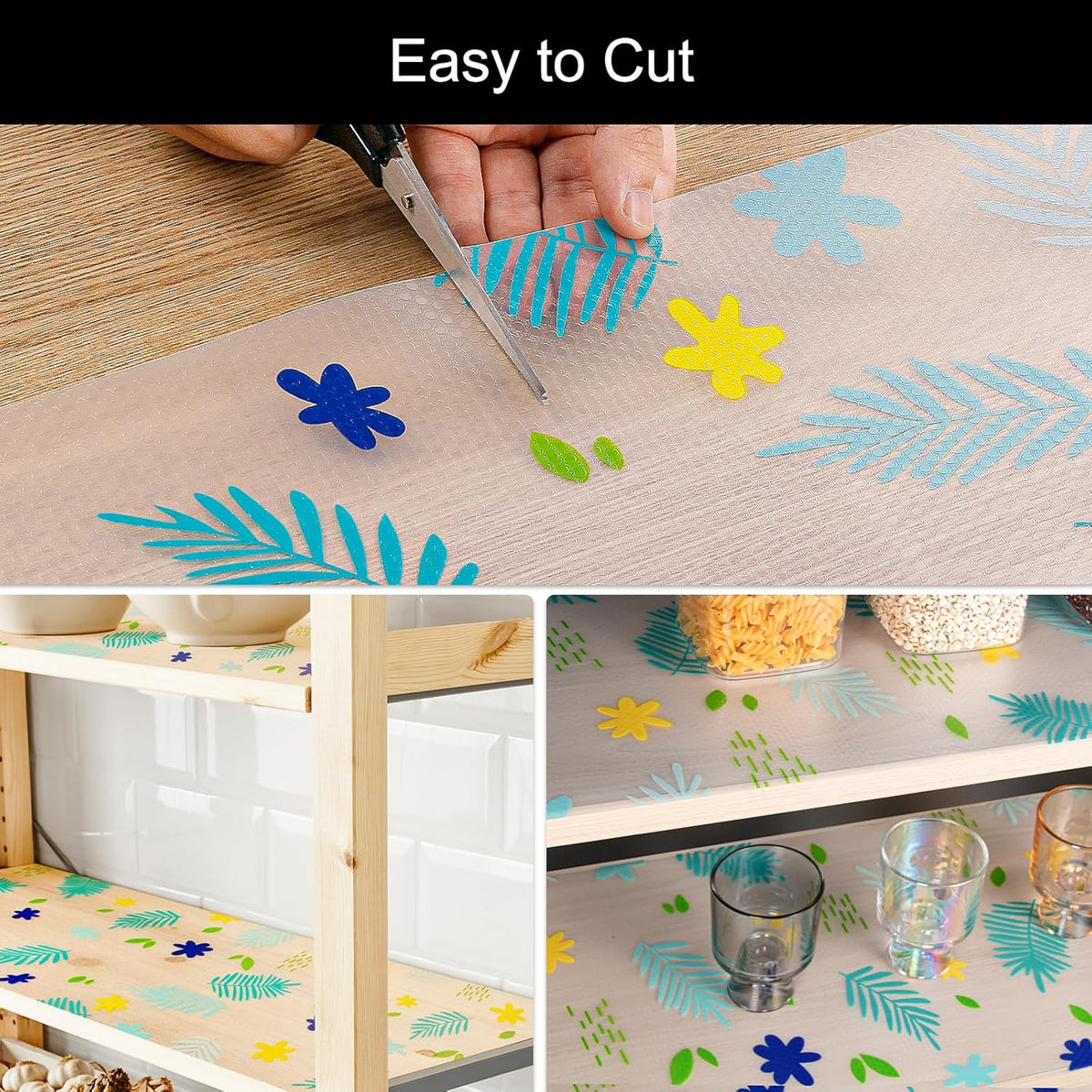Cooyes Shelf Liner – Premium Non-Adhesive Cabinet & Drawer Liner for Kitchen – Waterproof Shelf Paper with Modern Pattern – Durable EVA Cabinet Mat – Easy to Cut (17.5" W x 78.7" L)