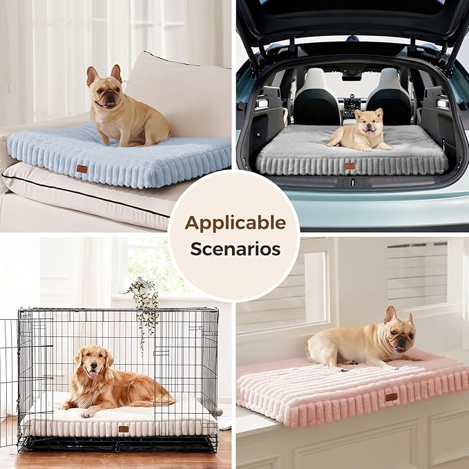 Orthopedic Dog Bed for Extra Large Dog, Waterproof Pet Bed for Crate,Non-Slip Bottom and Egg-Crate Foam with Removable Washable Cover Crate Bed,Pink,41"x27"x4"