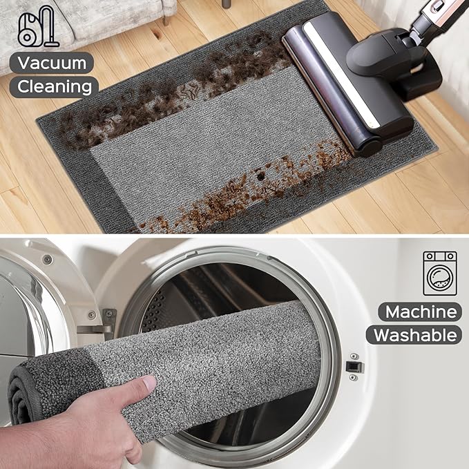 DOMUSTEX Machine Washable Kitchen Rug 24" x 70", Non Slip Kitchen Mat for Floor, Absorbent Entrance Runner Rug for Bedroom, Hallway, Bathroom, Door (Roll Packing)