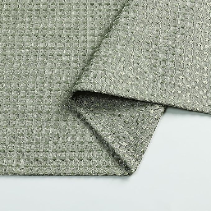 meioro Sage Green Shower Curtain, Waffle Weave 256GSM Heavy Duty Textured Fabric Shower Curtains for Bathroom Hotel Spa, Luxury Weighted Polyester Cloth Bath Curtain Set with 12 Hooks, 48Wx72H