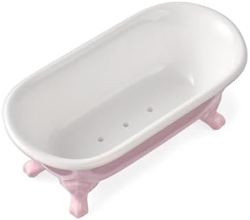 6.5" Ceramic Mini Clawfoot Bathtub Soap Dish,Bar Soap Holder,Pink
