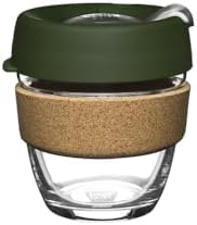 KeepCup Brew Cork, Reusable Glass Tumbler with Natural Cork, Short Coffee Cup 8oz / 227ml - Pine