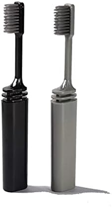 COOL & FRESH Bamboo Charcoal Folding Toothbrush for Travel Camping Holidays 2 Pack
