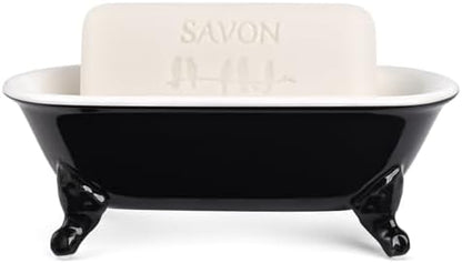 6.5" Ceramic Mini Clawfoot Bathtub Soap Dish,Bar Soap Holder,Black